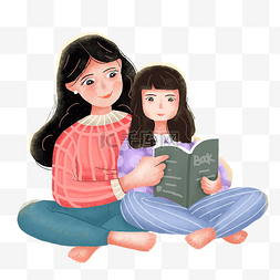 亲子温馨图片_母亲节温馨母女看书阅读