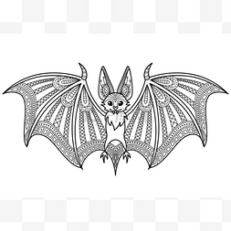 万圣节蝙蝠涂鸦彩色书页。成年人