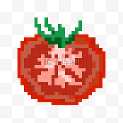 切开卡通西红柿图片_像素游戏水果切开的西红柿