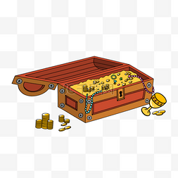 黄棕色侧面装满黄金的宝箱剪贴画