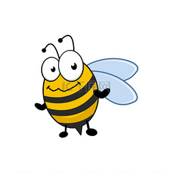 蜂蜜和熊图片_蜜蜂卡通风格的昆虫隔离有矢量翅