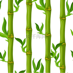 绿色亚洲图片_绿色竹茎和叶的无缝图案。