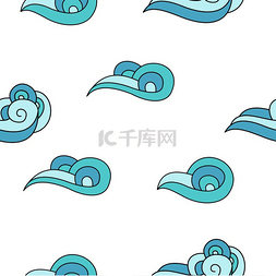 海浪的无缝模式矢量插图