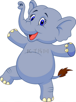哺乳动物手绘图片_可爱的大象卡通跳舞
