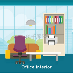 现代风格背景墙图片_平面设计中的办公室内部概念向量