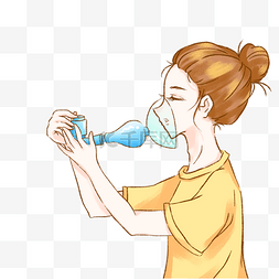 哮喘吸入剂女孩