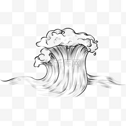 海浪海啸图片_素描铅笔画大海波浪海啸海浪轮廓