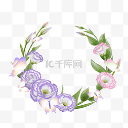 粉紫色花朵花卉光效蝴蝶边框