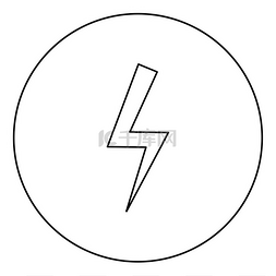 闪电电力闪电闪电图标圆形轮廓黑