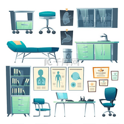 电脑桌子图片_诊所内部、医生用品、独立的医院