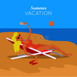 比基尼女人图片_暑假在热带阳光明媚的海边休闲在