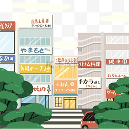 道路广告牌图片_日本现代建筑街景商店