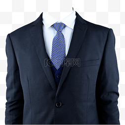 白蓝衣服图片_半身黑西装摄影图有领带白衬衫