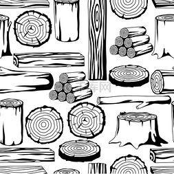 树干和树枝图片_原木、树干和木板的无缝图案。