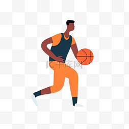 篮球运动员手绘图片_卡通手绘运动打篮球运动员