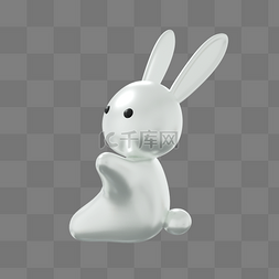 兔子老师与兔子图片_3DC4D立体银质感小兔子