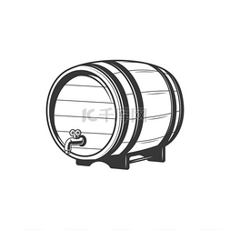 带葡萄酒或啤酒的木制橡木桶隔离
