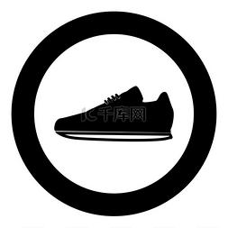 圆形矢量插图中的运动鞋图标黑色
