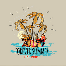 2017第二季度图片_永远的夏天 2017 年模板图形海报与