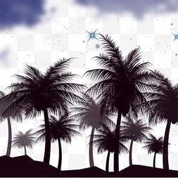 山水树画图片_头顶星光的树木夏季夜晚边框