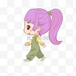 紫色头发的可爱女孩
