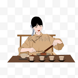 茶艺师人物泡茶茶道