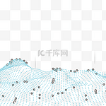 蓝色粒子网格和圆球光效抽象量子