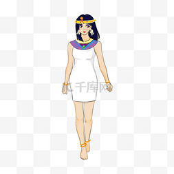 埃及皇后卡通白色衣服