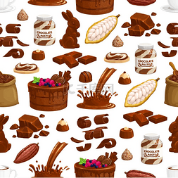 糖果豆图片_巧克力糖果、糕点和饮料的无缝图