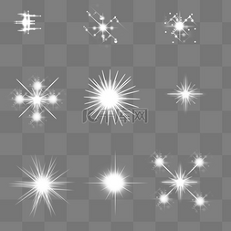 白色光斑光点图片_放射发光星光光效组合白色