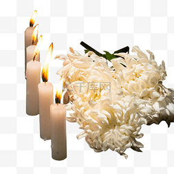 祭奠先祖图片_清明清明节白色菊花和蜡烛