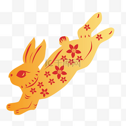 金色兔年兔子图片_金色烫金兔年剪纸
