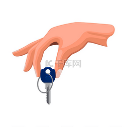 商务关键图片_人的手被隔绝在白色的拿着一把钥