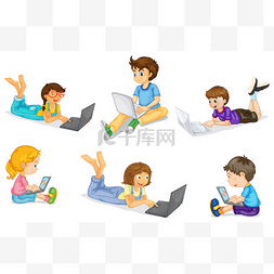 卡通白色键盘图片_孩子们用的笔记本电脑