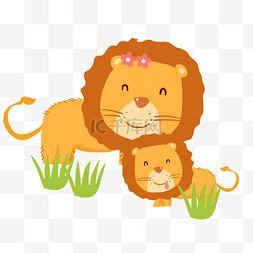 庙会狮子图片_动物狮子母子
