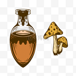 毒药瓶子图片_女巫祭祀瓶子里的毒药和蘑菇