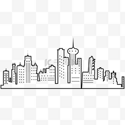 城市地标图片_简笔城市建筑底边手账
