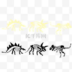白垩纪恐龙图片_矢量恐龙化石