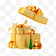 金色C4D立体圣诞圣诞节礼包礼盒