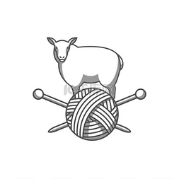 利达防水标志图片_带有绵羊、缠结的纱线和织针的羊