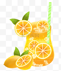 冰镇柠檬汁图片_扁平冰镇柠檬汁水果