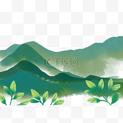深绿色山水山峰