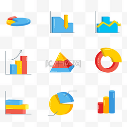 商务图表饼图ppt图片_数据解析集合图标矢量图