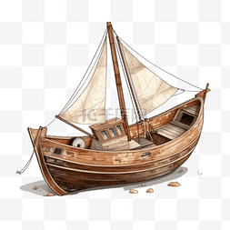 卡通水运船只木帆船