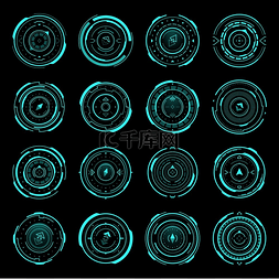 霓虹灯矢量图片_指南针瞄准控制面板或导航界面未