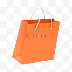 橙色3D购物袋包装袋C4D