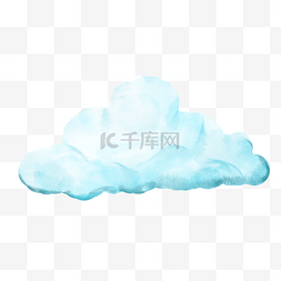 水彩手绘蓝色云朵图片_浅蓝色渐变晕染云朵水彩剪贴画