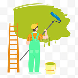 停止装修图片_刷油漆装修房子工人