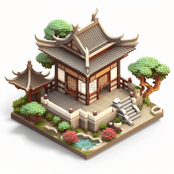 中式古楼图片_3D中式传统建筑元素