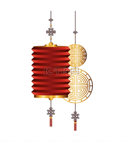 金衣架图片_中国红与金灯笼和幸运衣架矢量设